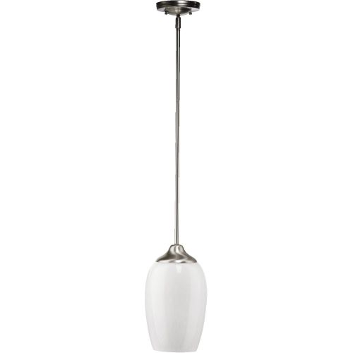  Quorum International 6398-65 White Milk Glass Pendant, Satin Nickel