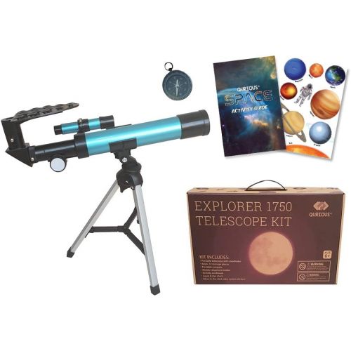  [아마존베스트]Qurious Space Kids Explorer Telescope Gift Kit Eco Carry Case 1750| Children