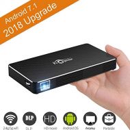 Qutity Mini Portable Projector [2018 Upgarde] Smart Android 7.1 DLP Video Projector Max Throw 120 Display Support Bluetooth USB 4K HD 1080P, Wired and Wireless Same Screen Display