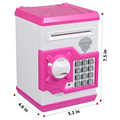  [아마존베스트]APUPPY Cartoon Password Piggy Bank Cash Coin Can,Electronic Money Bank,Birthday Gifts Toy Gifts for Kids (Pink)