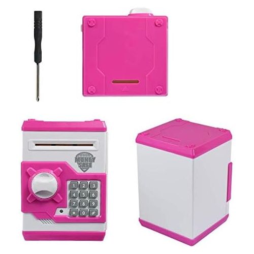  [아마존베스트]APUPPY Cartoon Password Piggy Bank Cash Coin Can,Electronic Money Bank,Birthday Gifts Toy Gifts for Kids (Pink)