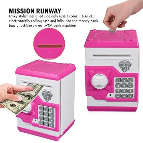  [아마존베스트]APUPPY Cartoon Password Piggy Bank Cash Coin Can,Electronic Money Bank,Birthday Gifts Toy Gifts for Kids (Pink)