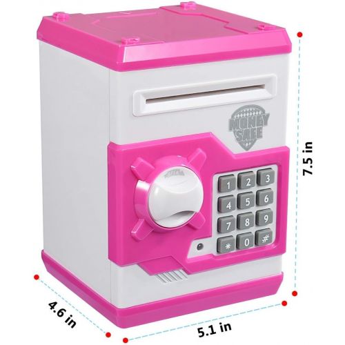  [아마존베스트]APUPPY Cartoon Password Piggy Bank Cash Coin Can,Electronic Money Bank,Birthday Gifts Toy Gifts for Kids (Pink)