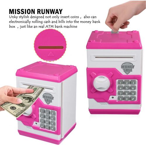  [아마존베스트]APUPPY Cartoon Password Piggy Bank Cash Coin Can,Electronic Money Bank,Birthday Gifts Toy Gifts for Kids (Pink)