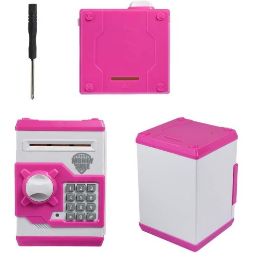  [아마존베스트]APUPPY Cartoon Password Piggy Bank Cash Coin Can,Electronic Money Bank,Birthday Gifts Toy Gifts for Kids (Pink)