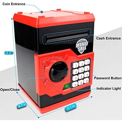  [아마존베스트]APUPPY Cartoon Password Piggy Bank Cash Coin Can,Electronic Money Bank,Birthday Gifts Toy Gifts for Kids (Black)