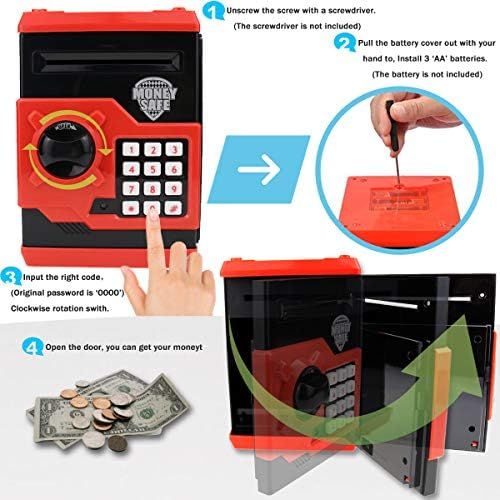  [아마존베스트]APUPPY Cartoon Password Piggy Bank Cash Coin Can,Electronic Money Bank,Birthday Gifts Toy Gifts for Kids (Black)