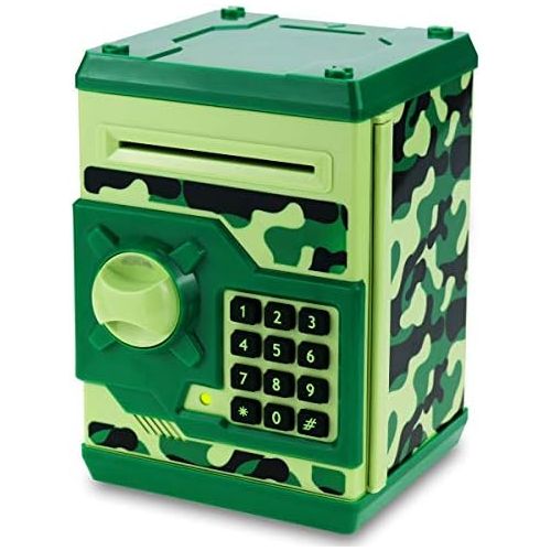  [아마존베스트]APUPPY Cartoon Password Piggy Bank Cash Coin Can,Electronic Money Bank,Birthday Gifts Toy Gifts for Kids (Camouflage Green)