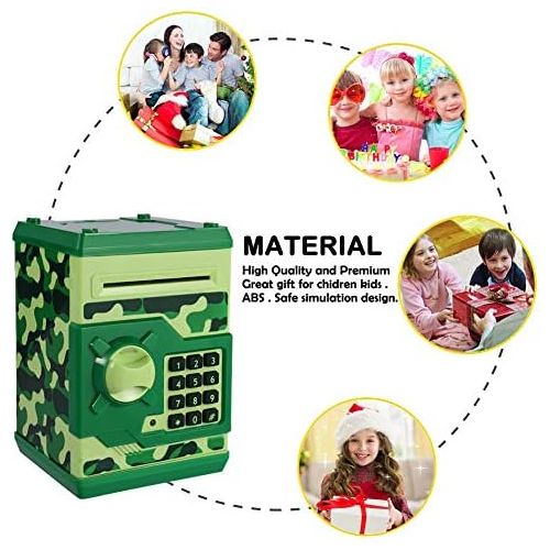  [아마존베스트]APUPPY Cartoon Password Piggy Bank Cash Coin Can,Electronic Money Bank,Birthday Gifts Toy Gifts for Kids (Camouflage Green)