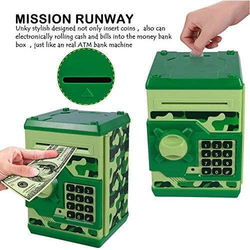  [아마존베스트]APUPPY Cartoon Password Piggy Bank Cash Coin Can,Electronic Money Bank,Birthday Gifts Toy Gifts for Kids (Camouflage Green)