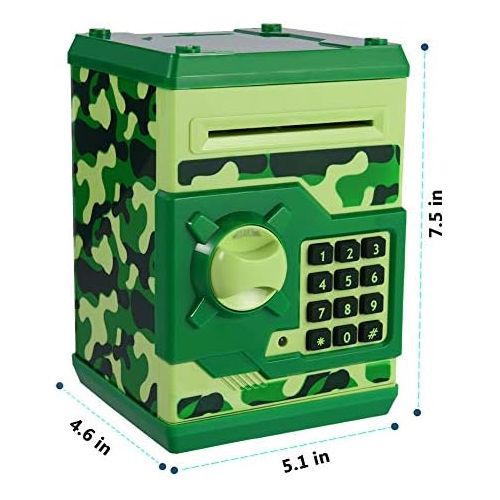  [아마존베스트]APUPPY Cartoon Password Piggy Bank Cash Coin Can,Electronic Money Bank,Birthday Gifts Toy Gifts for Kids (Camouflage Green)