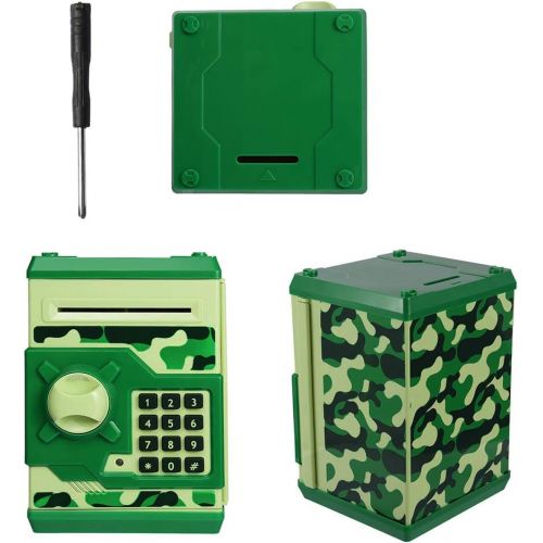  [아마존베스트]APUPPY Cartoon Password Piggy Bank Cash Coin Can,Electronic Money Bank,Birthday Gifts Toy Gifts for Kids (Camouflage Green)