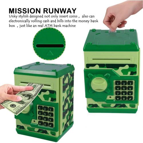  [아마존베스트]APUPPY Cartoon Password Piggy Bank Cash Coin Can,Electronic Money Bank,Birthday Gifts Toy Gifts for Kids (Camouflage Green)