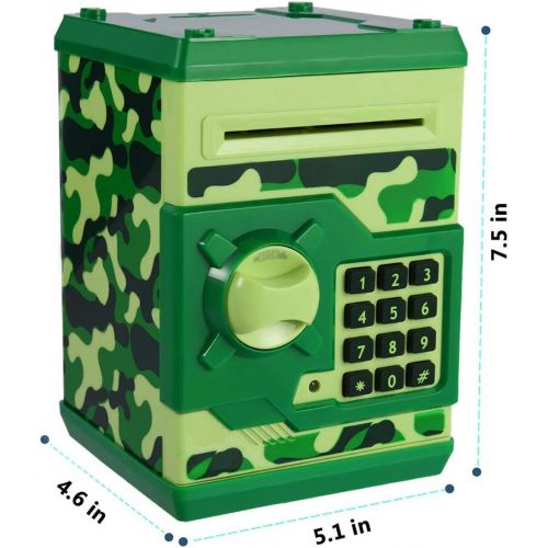  [아마존베스트]APUPPY Cartoon Password Piggy Bank Cash Coin Can,Electronic Money Bank,Birthday Gifts Toy Gifts for Kids (Camouflage Green)