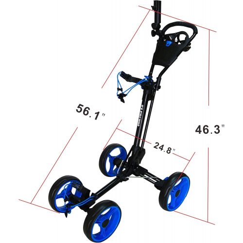  [아마존베스트]Qwik-Fold 4 Wheel Folding Push Pull Golf CART - Foot Brake - ONE Second to Open & Close!