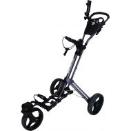 Qwik-Fold 360 Swivel 3 Wheel Push Pull Golf Cart with 360 Rotating Front Wheel, One Second to Open and Close Folding Cart, Collapsible Cart