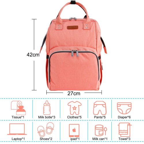  Qwreoia Diaper Bag Backpack with Stroller Straps Insulated Pocket and Changing Pad, Durable Waterproof Large Capacity Multifunction Diaper Bag for Mom for Travel, Stylish Handsfree Nappy B