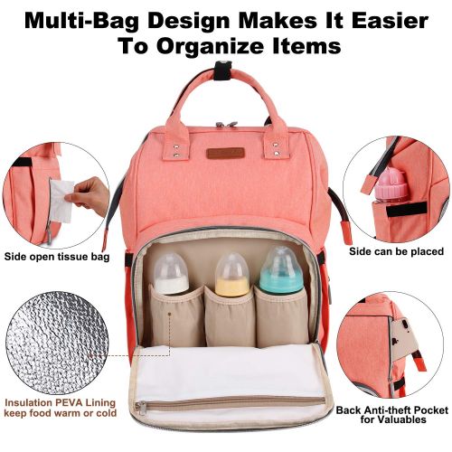  Qwreoia Diaper Bag Backpack with Stroller Straps Insulated Pocket and Changing Pad, Durable Waterproof Large Capacity Multifunction Diaper Bag for Mom for Travel, Stylish Handsfree Nappy B