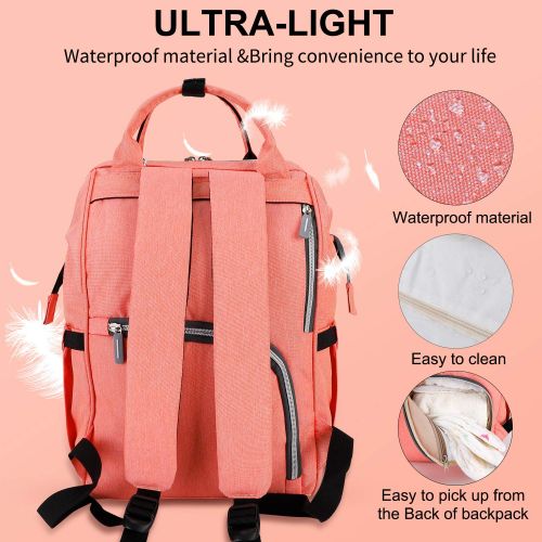  Qwreoia Diaper Bag Backpack with Stroller Straps Insulated Pocket and Changing Pad, Durable Waterproof Large Capacity Multifunction Diaper Bag for Mom for Travel, Stylish Handsfree Nappy B