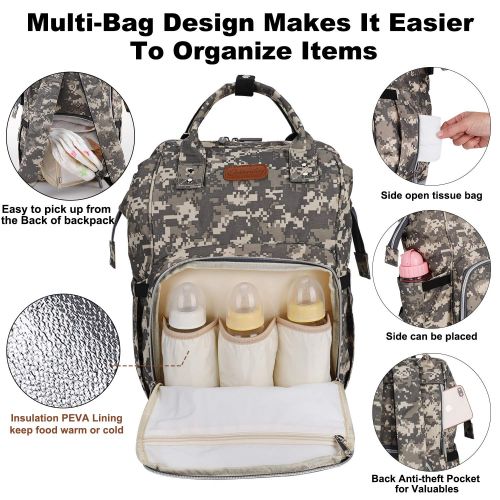  Qwreoia Diaper Bag Backpack,Durable Waterproof Large Capacity Multifunction Diaper Bag for Mom for...