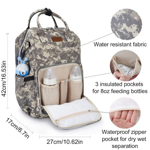  Diaper Bag Backpack with USB Charging Port Stroller Straps Insulated Pocket and Changing Pad, Tactical Diaper Bag Backpack for Dad/Boy/Mom/Girl, Camouflage by Qwreoia