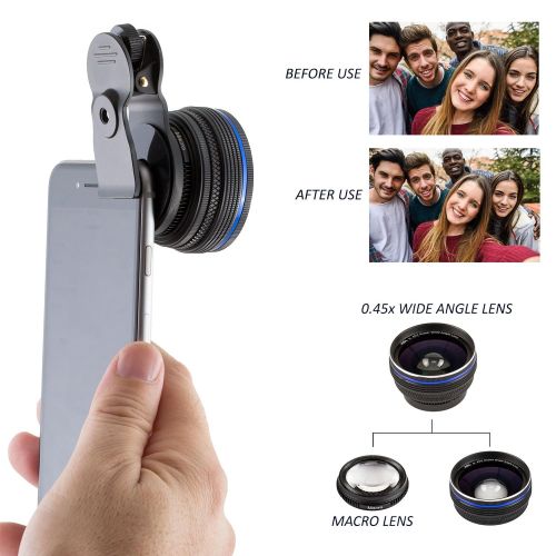  R&L Telephoto Lens for Smartphone - Mobile Camera Kit with 18X Telephoto, Wide Angle and Macro Lenses 3 in 1 - Universal Clip Attachment for iPhone 7 8 Plus & Android Cell Phone (18X)