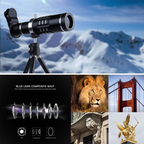  R&L Telephoto Lens for Smartphone - Mobile Camera Kit with 18X Telephoto, Wide Angle and Macro Lenses 3 in 1 - Universal Clip Attachment for iPhone 7 8 Plus & Android Cell Phone (18X)