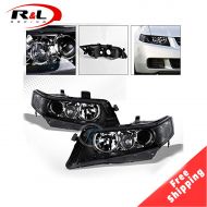 R&L Racing Black Crystal Projector Head Lights Corner Signal Lamps NB 2003-2008 For Acura TSX Cl9