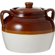 R&M International Traditional Style 4.5-Quart Large Ceramic Bean Pot with Lid, Brown