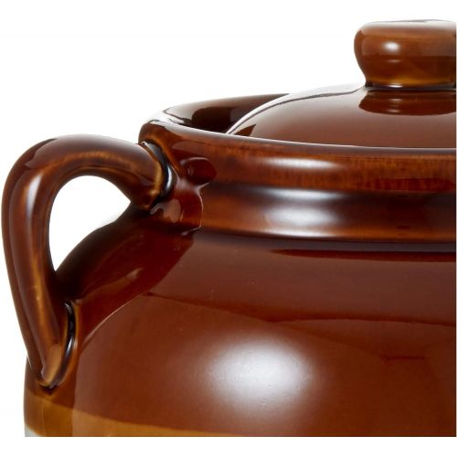  [아마존베스트]R&M International Traditional Style 4.5-Quart Large Ceramic Bean Pot with Lid, Brown