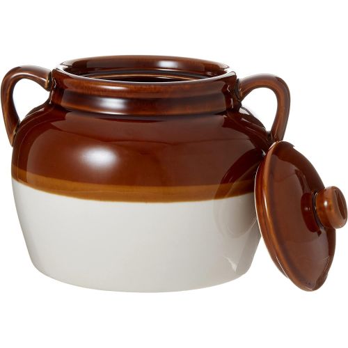  [아마존베스트]R&M International Traditional Style 4.5-Quart Large Ceramic Bean Pot with Lid, Brown