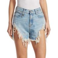 R 13 Shredded Slouch Denim Shorts