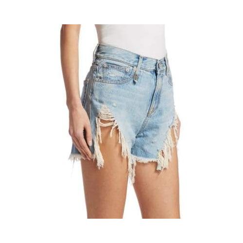  R 13 Shredded Slouch Denim Shorts