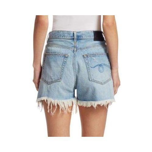  R 13 Shredded Slouch Denim Shorts