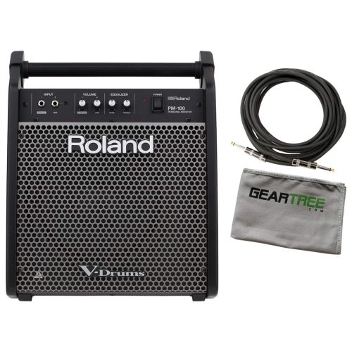  R O L A N D Roland PM-100 Personal 80-Watt Drum Monitor Bundle w/Cable and Geartree Cloth