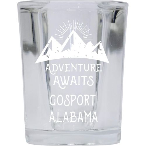  R and R Imports Gosport Alabama Souvenir Laser Engraved 2 Ounce Square Base Liquor Shot Glass Adventure Awaits Design