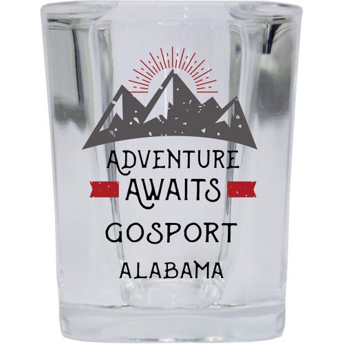  R and R Imports Gosport Alabama Souvenir 2 Ounce Square Base Liquor Shot Glass Adventure Awaits Design