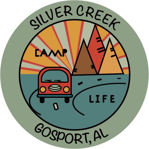  R and R Imports Silver Creek Gosport AL Souvenir 4 Inch Vinyl Decal Sticker Camping Design