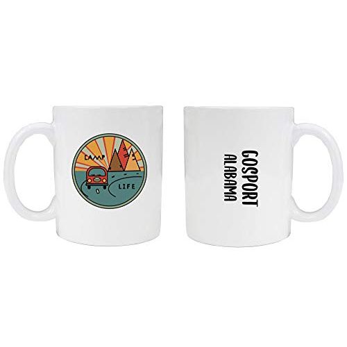  R and R Imports Gosport Alabama Souvenir Camp Life 8 oz Coffee Mug 2-Pack (White).