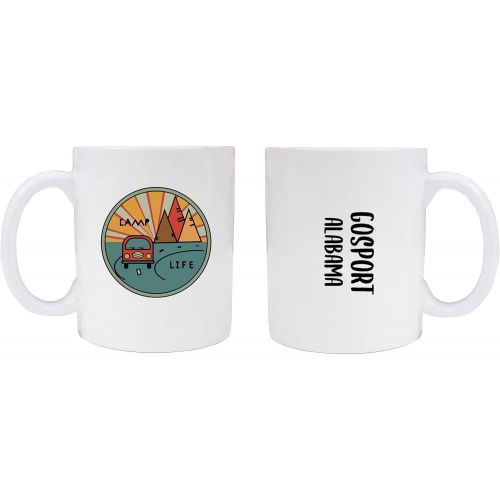  R and R Imports Gosport Alabama Souvenir Camp Life 8 oz Coffee Mug 2-Pack (White).