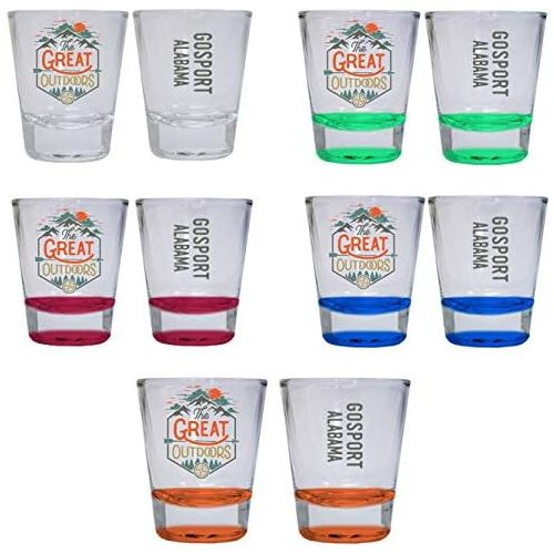  R and R Imports Gosport Alabama The Great Outdoors Camping Adventure Souvenir Round Shot Glass (Red, 4-Pack)