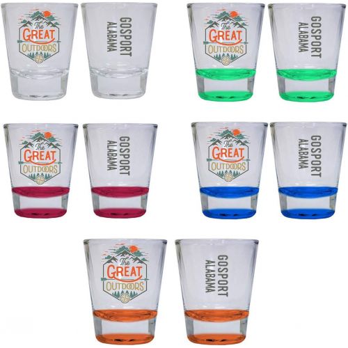  R and R Imports Gosport Alabama The Great Outdoors Camping Adventure Souvenir Round Shot Glass (Red, 4-Pack)
