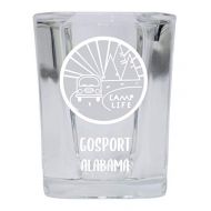 R and R Imports Gosport Alabama Souvenir Laser Engraved 2 Ounce Square Base Liquor Shot Glass 4-Pack Camp Life Design