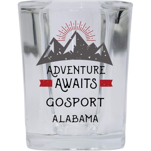  R and R Imports Gosport Alabama Souvenir 2 Ounce Square Base Liquor Shot Glass Adventure Awaits Design 4-Pack