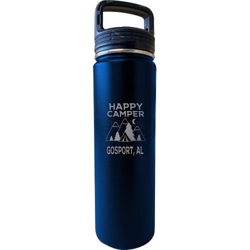  R and R Imports Gosport Alabama Happy Camper 32 Oz Engraved Navy Insulated Double Wall Stainless Steel Water Bottle Tumbler