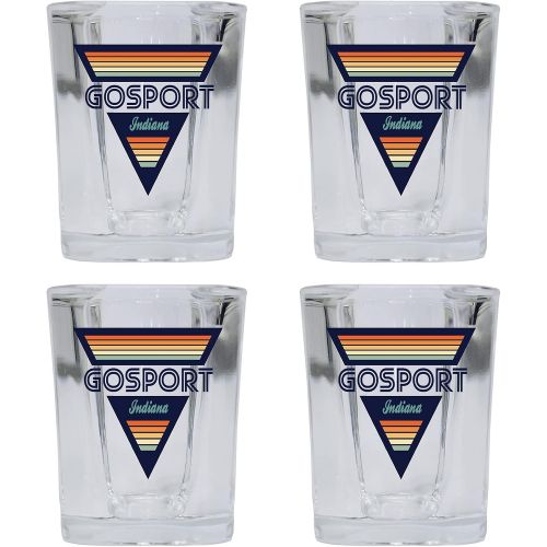  R and R Imports Gosport Indiana 2 Ounce Square Base Liquor Shot Glass Retro Design 4-Pack