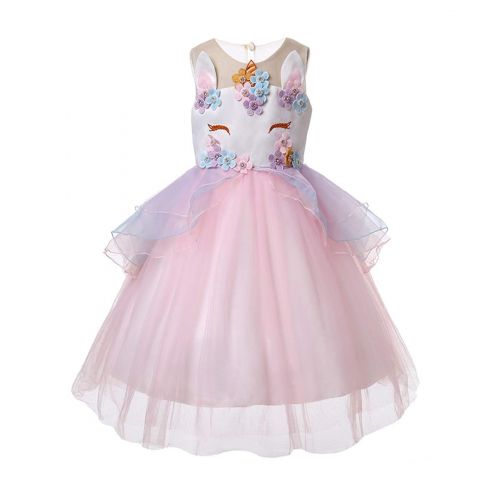  R-Cloud Girls Flower Unicorn Costume Pageant Princess Halloween Dress Up Cosplay Birthday Party Dress