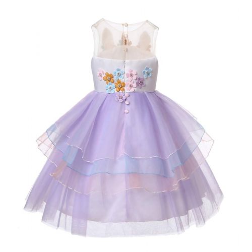  R-Cloud Girls Flower Unicorn Costume Pageant Princess Halloween Dress Up Cosplay Birthday Party Dress