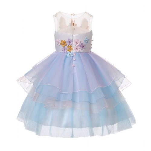  R-Cloud Girls Flower Unicorn Costume Pageant Princess Halloween Dress Up Cosplay Birthday Party Dress