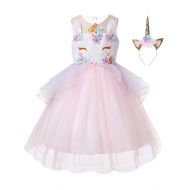 R-Cloud Girls Flower Unicorn Costume Pageant Princess Halloween Dress Up Cosplay Birthday Party Dress